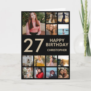 Cartão Colagem de Fotografias de Aniversário 27.º 13 Fo