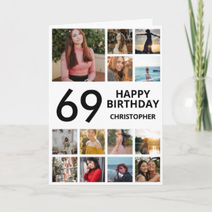 Cartão Colagem de Fotografias de Aniversário do 69.º Aniv