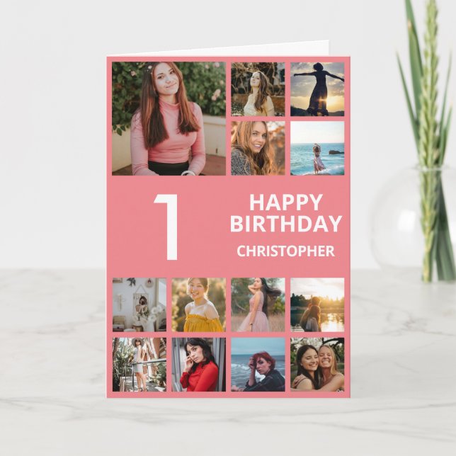 Cartão Colagem de Fotografias do primeiro aniversario 13  (Frente)