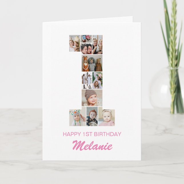 Cartão Colagem de Fotografias Número 1 Personalizada (Frente)