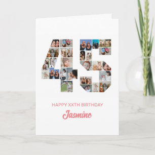 Cartão Colagem de Fotografias Personalizada no 45º Aniver