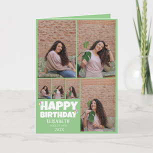 Cartão Colagem de Fotografias Simples de Aniversário Pers