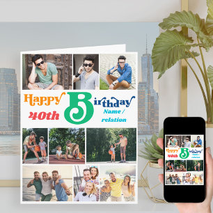 Cartão Colagem de Fotos 10 Imagens Nome e Idade de Aniver