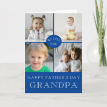 Colagem de Fotos Azul do Avô, Dia de os pais Feliz