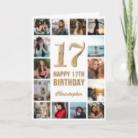 Colagem de Fotos Branca e Dourada de Aniversário F