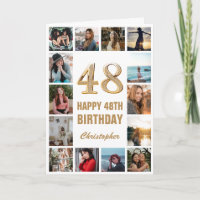 Colagem de Fotos Branca e Dourada de Feliz Anivers