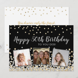 Cartão Colagem de Fotos com Confete Prata e Dourado Anive