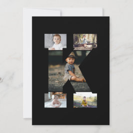 Cartão Colagem de Fotos com Letra K em Preto e Branco