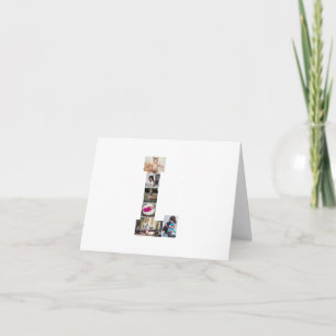 Cartão Colagem de Fotos com Letra L em Preto e Branco