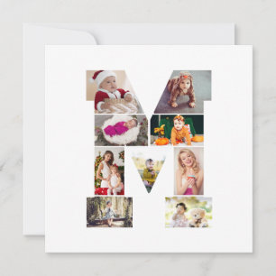 Cartão Colagem de Fotos com Letra M em Preto e Branco