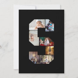 Cartão Colagem de Fotos com Letra S em Preto e Branco
