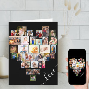 Cartão Colagem de Fotos Coração de Amor Feliz Aniversário