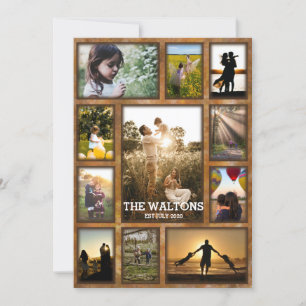 Cartão Colagem de Fotos da Família de Quadros de Bronze d