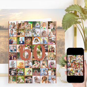 Cartão Colagem de Fotos de 60 Anos ou Qualquer Idade para