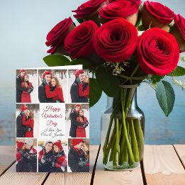 Cartão Colagem de Fotos de Amor Romântico do feliz dia de