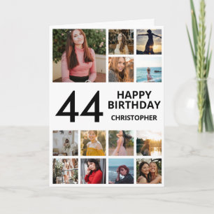 Cartão Colagem de Fotos de Aniversário do 44 13 Fotos Pr