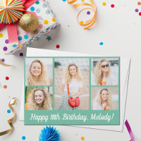 Colagem de Fotos de Aniversário Feliz em Verde Mar