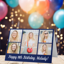 Colagem de Fotos de Aniversário Feliz Moderna Azul