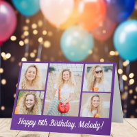 Colagem de Fotos de Aniversário Feliz Roxo Fofo Pe