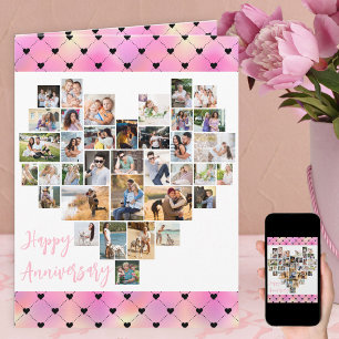 Cartão Colagem de Fotos de Coração Rosa Corações de Amor
