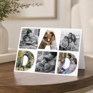 Cartão Colagem de Fotos de Família Arte de Letra Papai Di