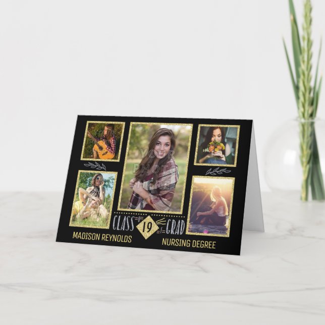 Cartão Colagem de Fotos de Formando de Segundo grau de Gr (Frente)