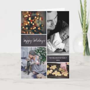 Cartão Colagem de Fotos de Natal Vertical Personalizada