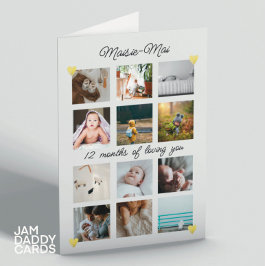 Cartão Colagem de Fotos de primeiro aniversario neutra do