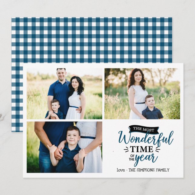 Cartão Colagem de fotos do feriado azul mais maravilhosa (Frente/Verso)