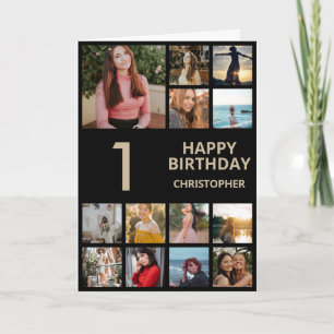 Cartão Colagem de Fotos do primeiro aniversario 13 Fotos 