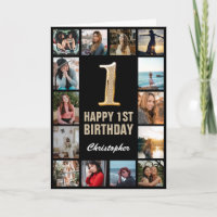 Colagem de Fotos Dourada e Negra de Aniversário Fe