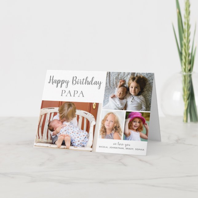 Cartão Colagem de Fotos Feliz Aniversário do PAPA (Frente)