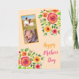 Cartão Colagem de Fotos  Feliz Dia das Mães"  Flores Bril