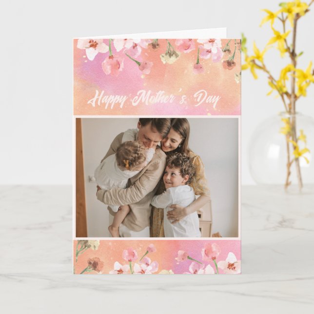 Cartão Colagem de Fotos Floral Brilhante Dia das Mães par (Flor Amarela)