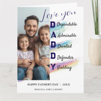 Cartão Colagem de Fotos Minimalista DADDY Feliz Dia dos P
