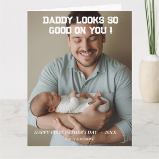 Cartão Colagem de Fotos Minimalista DADDY Feliz Dia dos P