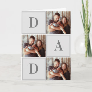 Cartão Colagem de Fotos Modernas do Papai no Dia dos Pais