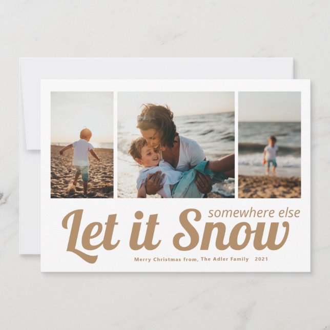 Cartão Colagem de Fotos Natal Let it Snow (Frente)
