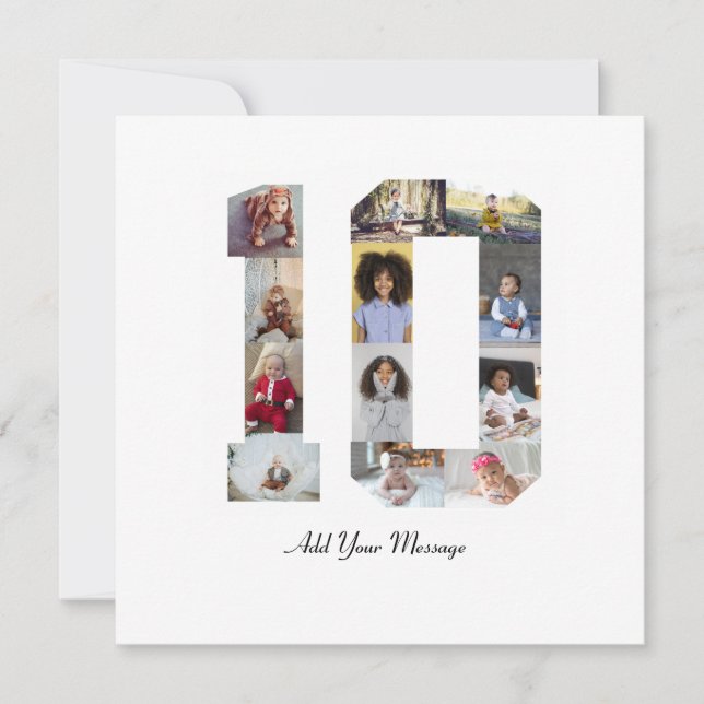 Cartão Colagem de Fotos Número 10 (Frente)