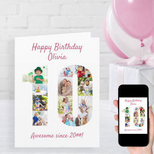 Cartão Colagem de Fotos Número 10 para Aniversário de 10