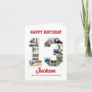 Cartão Colagem de Fotos Número 13 do Aniversário de Anive