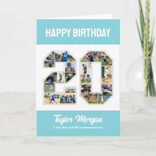 Cartão Colagem de Fotos Número 20 do Aniversário de Anive