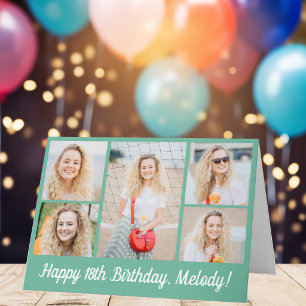 Cartão Colagem de Fotos Personalizada Chic Aniversário