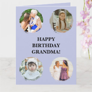 Cartão Colagem de Fotos Personalizada de Aniversário Avó