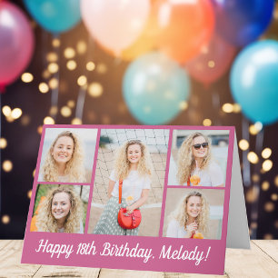 Cartão Colagem de Fotos Personalizada de Aniversário Feli
