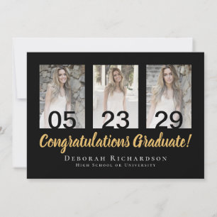 Cartão Colagem de Fotos Personalizada Moderna de Graduaçã
