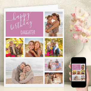 Cartão Colagem de Fotos Personalizadas de Aniversário da