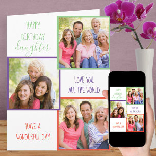 Cartão Colagem de Fotos Personalizadas de Aniversário da