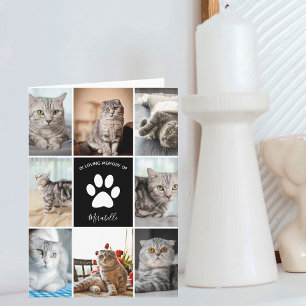 Cartão Colagem de Fotos Personalizadas em Memória do Gato