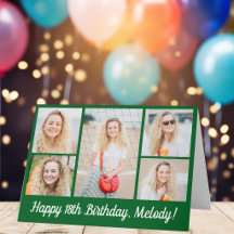 Colagem de Fotos Personalizadas Verde Feliz Aniver
